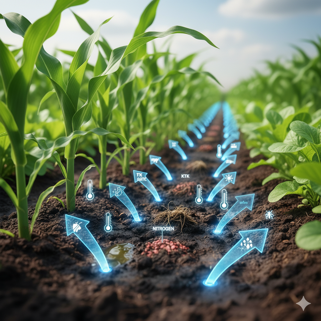 Lush green farm field